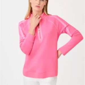 Lilly Pulitzer Ashlee Half-Zip Pullover Long Sleeve Pink Medium Preppy